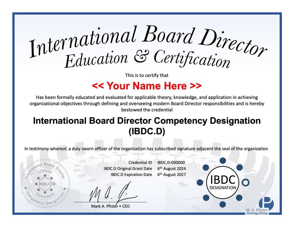 Sample IBDC.D certificate
